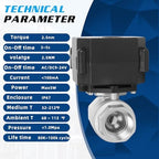Motorized Ball Valve - 1/2" Stainless Steel Electric Water Valve with Full Port, 2 Wire Electrical Ball Valve 9-24V AC/DC,Auto Return Setup, NSF Certified, IP67 - Image 6