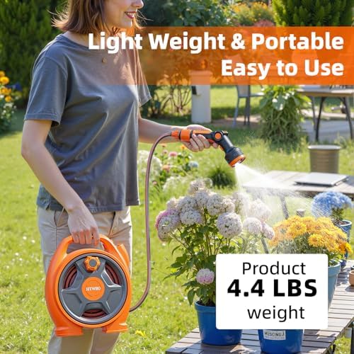 Retractable Garden Hose Reel,1/2" 45+6FT Portable Hose Reel - Image 6