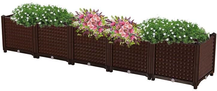 YSUEFIJO Raised Garden Bed Outdoor, Elevated Plastic Planter Box, Garden Grow Box Patio Gardening Planter Box, with Water Design & Drainage Holes, for Flower Vegetable Herbs by WELCOMETOYSUEFIJO