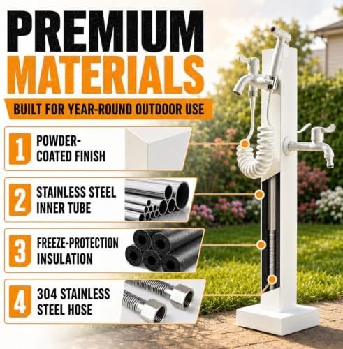 Stainless Steel Vertical Garden Water Column, freestanding Hose Stand with Faucet, Yard Hydrant for Patio Lawn Irrigation Washing(60cm/23.6in) - Image 4