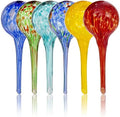 Besti Large Self Watering Globes for Plants (6-Pack) Waters Greenery Up to 2 Weeks Hands Free | Durable, Multicolored Glass Craftsmanship | Indoor and Outdoor Use - Measures 12” x 3.5” by Besti