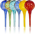 Besti Large Self Watering Globes for Plants (6-Pack) Waters Greenery Up to 2 Weeks Hands Free | Durable, Multicolored Glass Craftsmanship | Indoor and Outdoor Use - Measures 12” x 3.5” by Besti
