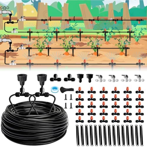 Misting Drip Irrigation System for Garden Watering,Raised Bed 120FT by POCKETPANDA