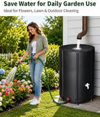 100 Gallon Collapsible Rain Barrel, Portable Rainwater Collection System, Water Storage Tank, Rain Catcher Barrel with Two Spigots and Overflow Kit, Rain Water Barrel Collector for Garden, Black - Image 2