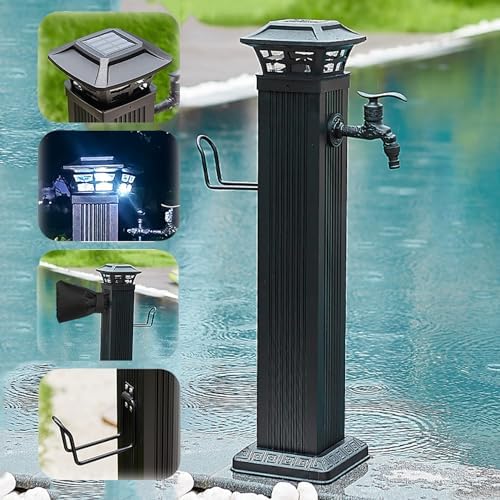Frost-Free Solar Light Water Column - Decorative Freestanding Outdoor Faucet & Hose Stand - Garden Spigot with Solar LED Light for Easy Water Access by Unknown