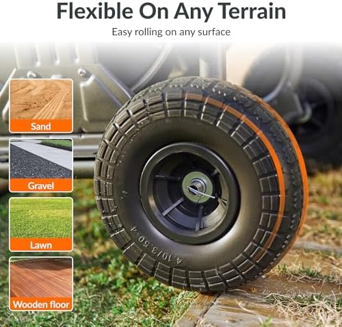 Giraffe Tools Garden Hose Reel Cart with Wheels, Stainless Steel Heavy Duty Water Hose Reel Cart, 200 ft of 1/2 Capacity, Mobile for Outside - Image 5