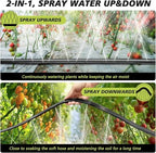 Homvocal Flat Soaker Hose 100 ft, 3-in-1 Sprinkler and Drip Irrigation Hose, 4-Pack 25 ft with Garden Staples and Splitters for Lawn, Garden Bed - Image 4