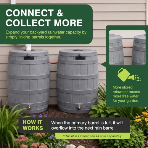 Good Ideas Rain Wizard Water Collection Barrel, 50 Gallon, Gray - Image 2