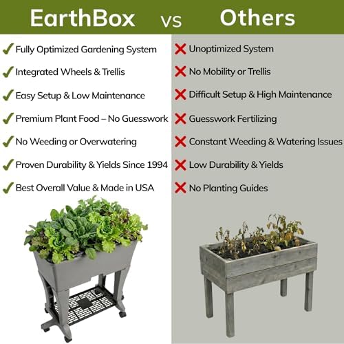 EarthBox Raised Garden Bed with Legs – Elevated Self Watering Planter Box with Wheels, Storage Shelf, Premium Plant Food, Easy Assembly, Made in USA, Gray - Image 3