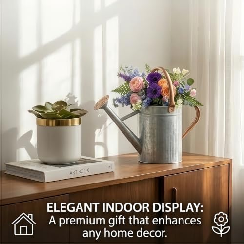 1 Gallon Galvanized Watering Can Outdoor, Large Garden Plant Watering Can - Image 5