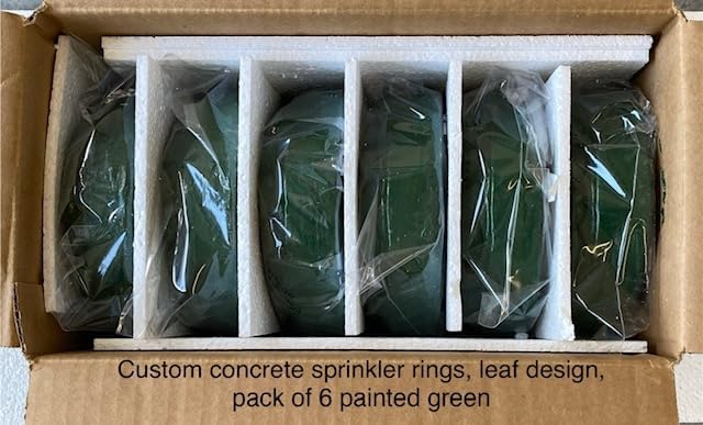 Concrete Sprinkler Rings/Donuts, Leaf Design (Pack of 6, Green) - Image 2