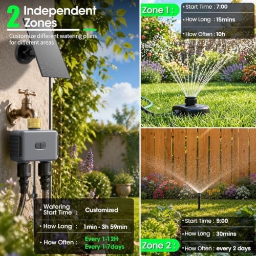WiFi Solar Irrigation Controller Dual Outlet Timer Waterproof - Image 6