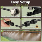 Water Mister Outdoor Patio Cooling System with 65ft Tubing, 20 Mist Nozzles, and 3/4” Standard Connector - DIY Plant Mister for Canopy, Garden, Greenhouse, Trampoline or Deck Umbrella by Pure Garden - Image 4