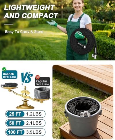 Garden Hose 100ft, Ultra Lightweight Flat Water Hose with Valve - Image 4
