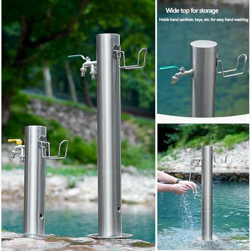 50/86cm Outdoor Faucet Antifreeze Water Column, Freestanding Hose Stand with Stainless Steel Tube, Weatherproof Garden Water Fountain, Side/Ground Water Inlet for Efficient Irrigation - Image 4