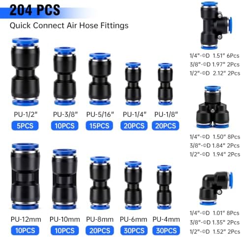 204PCS Quick Connect Air Hose Fittings Kit - Image 2