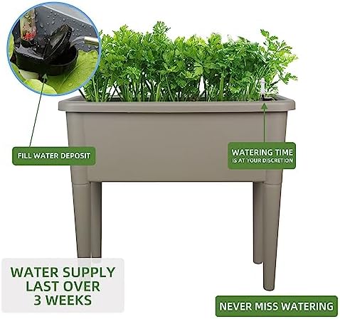 Dexceder 13.2 Gallon Self Watering Raised Garden Bed (Light Brown) - Image 5