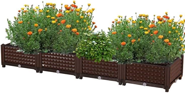 YSUEFIJO Raised Garden Bed Planter, Elevated Plastic Raised Garden Bed Planter Box, Planting Raised Container with Water Design & Drainage Holes, for Flower Vegetable Herbs by WELCOMETOYSUEFIJO