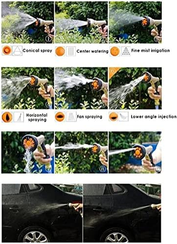 Hose Spray Nozzle, Metal Garden Hose Nozzle, Heavy Duty Water Hose Sprayer with 9 Adjustable Patterns Outdoor Hose Nozzles for Hand Watering Plants and Lawn, Car Washing, Pa - Image 7