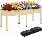 Raised Garden Bed with Legs, 72x24x30in Tall Wooden Elevated Planter Box with Liner for Flowers Vegetables Herbs, Outdoor Reinforced Large Raised Bed for Balcony/Patio/Backyard by Cakhdry