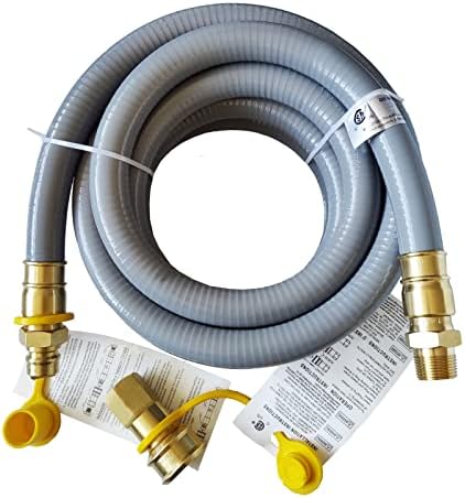 15FT 3/4" Inch ID Natural Gas Hose with Quick Connect Fittings for Standby Generators Natural Gas Equipment Outdoor Cooking Appliances Construction Heaters, CSA Certified for Indoor/Outdoor Use by GRILLJOB