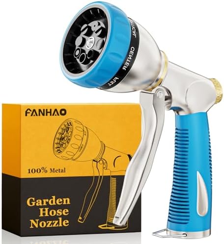 FANHAO Metal Garden Hose Nozzle Heavy Duty, 8 Spray Patterns, High Pressure by FANHAO