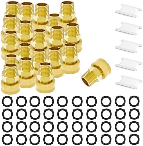 20 PCS Brass Garden Hose Swivel Adapter 3/4" GHT Female to 1/2" NPT Male Garden Hose to Pipe Fittings Connect Garden Pipe Joint Repair Fittings by NICOLEKAY
