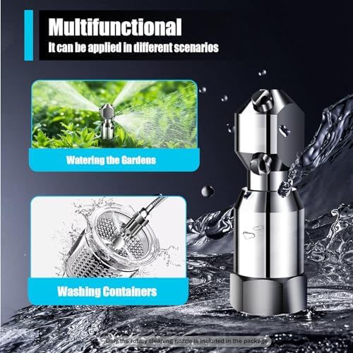3/4" Portable Rotary Cleaning Nozzle with 3 Jet, Head Internal Thread Washing Nozzle 360° Rotating Stainless Steel Washing Spray Nozzle for Indoor/Outdoor Cleanings (3/4" Internal Thread) - Image 3