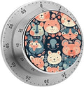 Mechanical Kitchen Timers for Cooking,Animal Face Pattern Printed 60 Minute Magnetic Countdown Timer,Cute Cooking Timers with Alarm,Stainless Steel Time Timer Manual No Batteries Required by Unknown