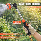 Hushee 4 Pack 18.5-Inch Metal Watering Wand with 180° Rotating Head, 8 Adjustable Spray Patterns & Thumb Control Nozzle – Perfect for Hanging Baskets, Shrubs & Plants, Durable Garden Hose Sprayer - Image 3