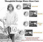 Hose Reel Cart Water Hose Cart Reel Compact Garden Hose Organizer, Portable Retractable Hose Reel, Household Car Wash Tool with Water Gun, for Backyard (Blue Hose Cart+15m Pipe) - Image 3