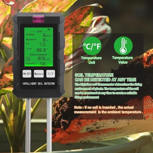 GROW24 Digital Soil Tester, 6-in-1 Moisture Meter with pH, Temperature, Sunlight Intensity for Garden Plants - Image 2