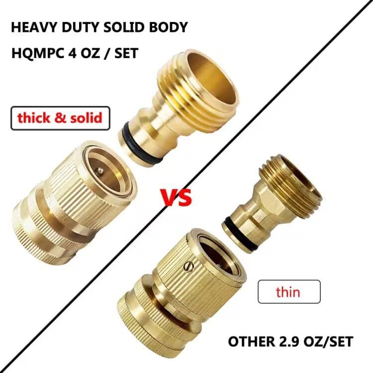 HQMPC Garden Hose Quick Connect Solid Brass Hose Quick Fitting Easy For Garden Watering No-Leak 3/4 inch GHT (4 Sets) - Image 4
