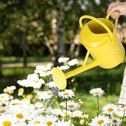 Garutom Galvanized Watering Can for Outdoor Indoor Plants, 1 Gallon Decorative Countryside Water Can with Removable Spout, Metal Watering Can for Indoor Plants and Garden Flower (Yellow) - Image 5