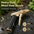 Garden Hose Nozzle, Heavy Duty Metal Spray Nozzle, 100% Full Brass Nozzle High Pressure Water Hose Nozzles with Adjustable Spray Patterns for Garden Watering, Car Washing & Pet Bathing - Image 4