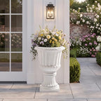 Classic Pedestal Urn Garden Planter, 30 Inch, White by Noeko