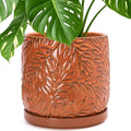 D'vine Dev Embossed Leaves Ceramic Planter, 10 in, Pumpkin, 27-A-P-J by DvineDevPlanterPotsandStand