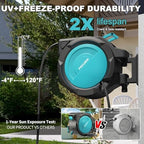 1/2" 160FT Retractable Garden Hose Reel - POXURIO Heavy Duty Automatic Wall Mounted Hose Reel Upgraded UV Resistant, 3/4" Brass Fitting, 10 Pattern Nozzle, 180° Swivel&Any Length Lock Slow Retraction - Image 3