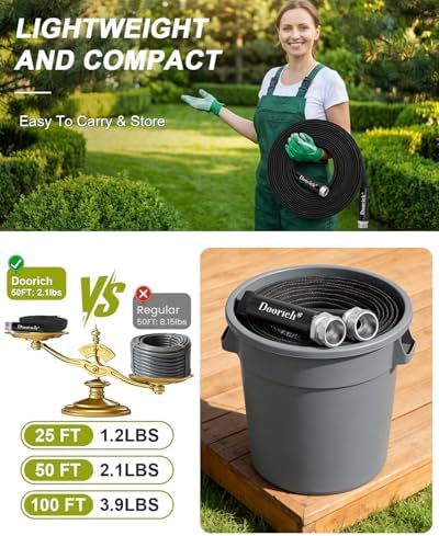 Garden Hose, 100ft Flat Ultra Lightweight Flexible Water Hose Black - Image 4