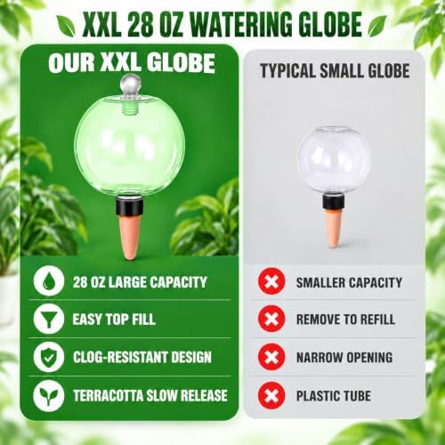 2 Pack 28 oz XXL Extra Large Self Watering Globes to 3+ Weeks Watering - Image 4