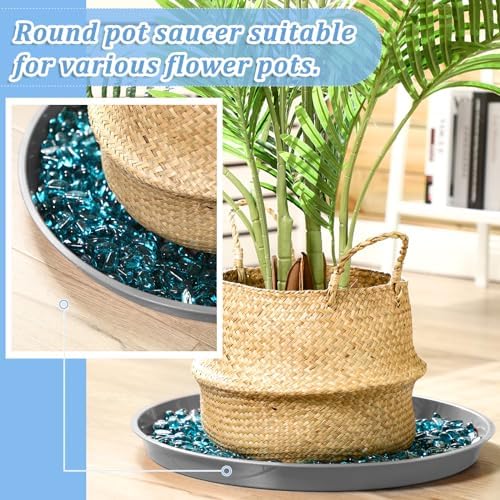 Eccliy 6 Pack Plastic Plant Saucer, Round, 16 Inch, Gray - Image 4