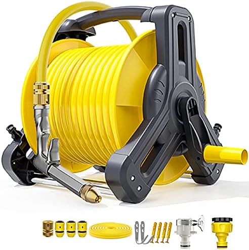 Portable Garden Hose Reel With Hose Nozzle And 15/20/25/30/40M Hose, Free Standing Or Wall Mounted Water Hose Reel Mobile Cart For Garden Watering And Car Washing(Size:25M,Color:C) by Unknown
