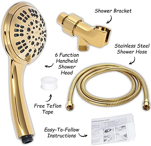 Aqua Elegante Luxury Handheld Shower Kit - 2.5 GPM - Polished Brass - Image 2