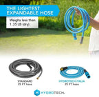 HydroTech Italia Expandable Garden Hose 5/8 in x 25 ft, Hybrid Polymer Water Hose, Kink-Free Flexible Garden Hose with Force Control Technology, Lightweight for Flowers, Plants & Garden Beds, Blue - Image 3