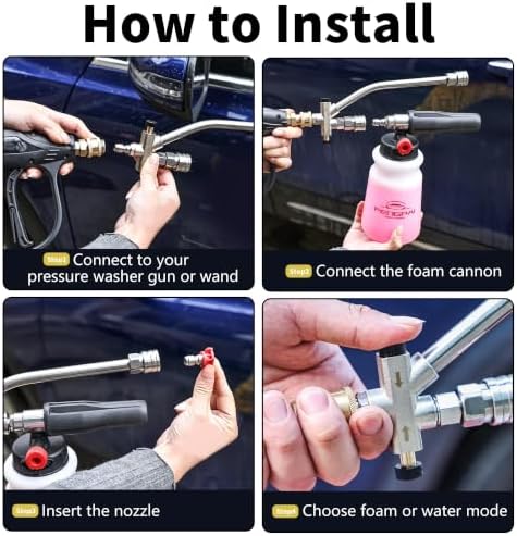 FENG PAI Foam Cannon with Pressure Washer Gun and Dual Connector, 3-in-1 Short Lance Accessory for Snow Foam Cannon, Power Washer Blaster Kit for Car Washing and Cleaning, Sprayer Bottle 1L 4000 PSI - Image 7