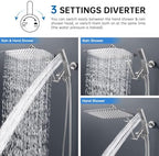 G-Promise All Metal 14 Inches Rainfall Shower Head with Handheld Combo - Image 3