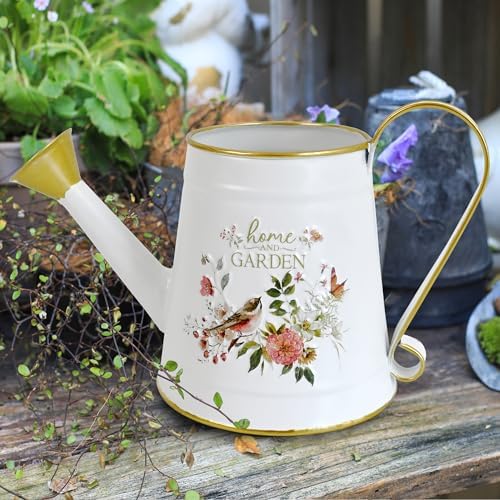 Cute Small Watering Can Indoor Plants Garden Metal Decorative Watering Cans for Outdoor Plants Bonsai Outdoor Garden Flower Decorative (White, 1.5L, 50.7 Oz) - Image 6