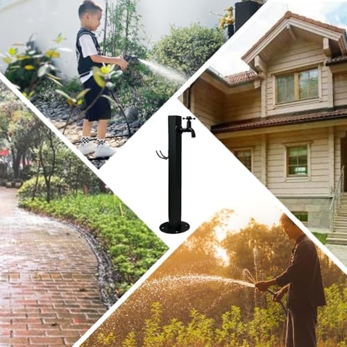 304 Stainless Steel Outdoor Vertical Faucet Post, Freestanding Garden Hose Stand for Patio/Backyard, Durable Square Design with Faucet - Gold Finish - Image 6