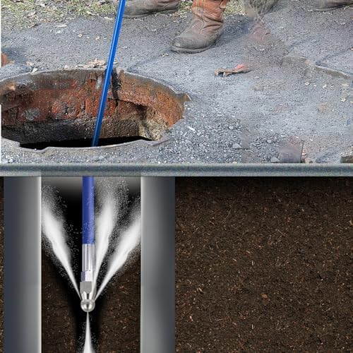 Sewer Jetter Kit for Pressure Washer 50FT, 5800 PSI Water Jet Drain Cleaner Hose 1/4 Inch NPT Corner, Rotating and Button Sewer Jetting Nozzles, Waterproof Tape, Spanners, and Pearl Corsage Pin - Image 6