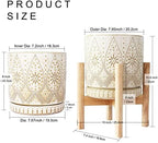 8 Inch Plant Pot with Stand, Ceramic Planter with Drainage Holes, Saucers and Mesh Pads for Indoor-Outdoor Plants - Image 2